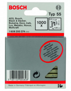 Grapas con lomo estrecho, reCubierta con resina, tipo 55 2