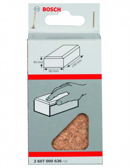 Bloque de corcho para lijar, fijación de gancho y bucle