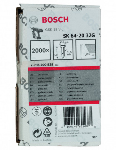 Clavos de acabado de 20° 1,6/16 g, versión...