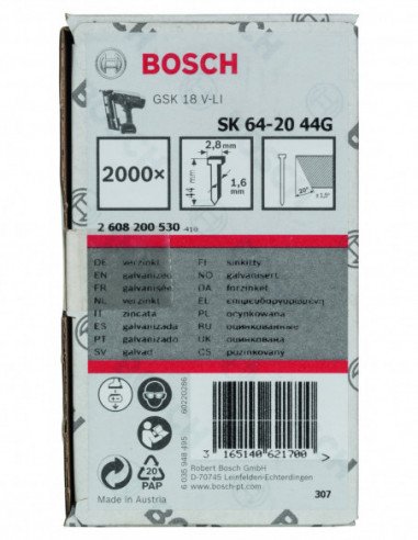 Clavos de acabado de 20° 1,6/16 g, versión...