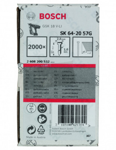 Clavos de acabado de 20° 1,6/16 g, versión...