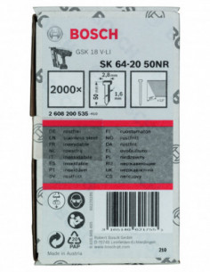 Comprar Clavos de acabado de 20° 1,6/16 g, versión inoxidable. Ref: 2608200535 2