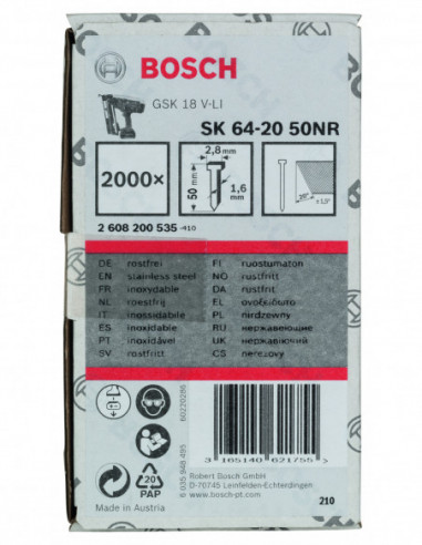 Clavos de acabado de 20° 1,6/16 g, versión...