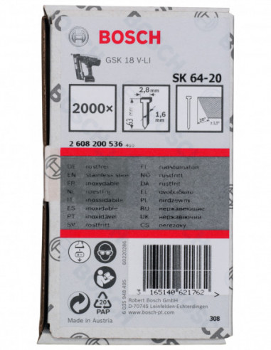 Clavos de acabado de 20° 1,6/16 g, versión...