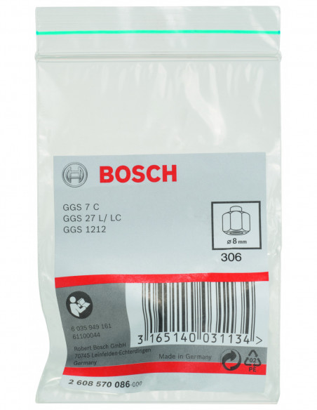 Engarce con tuerca de bloqueo para amoladoras recta (Ø 8)