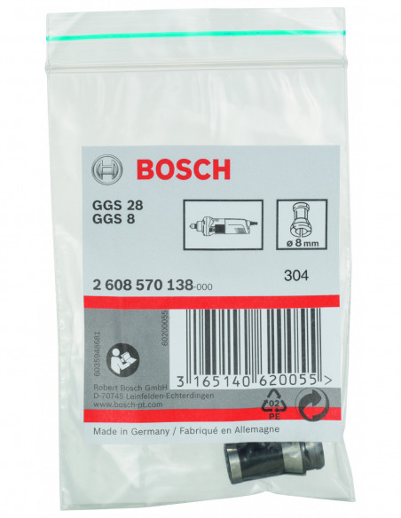 Engarce sin tuerca de bloqueo para amoladoras recta (Ø 8)