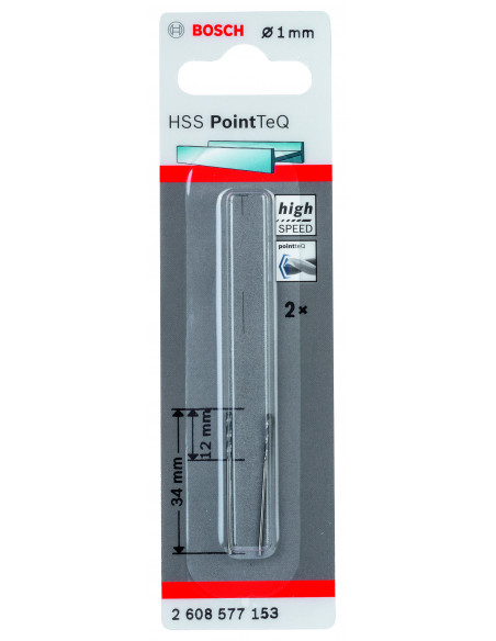 Broca helicoidal HSS PointTeQ con vástago cilíndrico para metal (Ø 1)