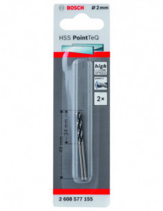 Comprar Broca helicoidal HSS PointTeQ con vástago cilíndrico para metal (Ø 2). Ref: 2608577155 2