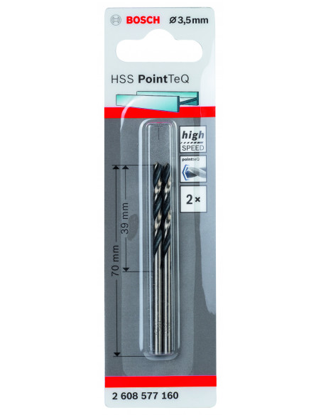 Broca helicoidal HSS PointTeQ con vástago cilíndrico para metal (Ø 3,50)