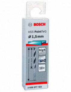 Comprar Broca helicoidal HSS PointTeQ con vástago cilíndrico para metal (Ø 1,50). Ref: 2608577183 2