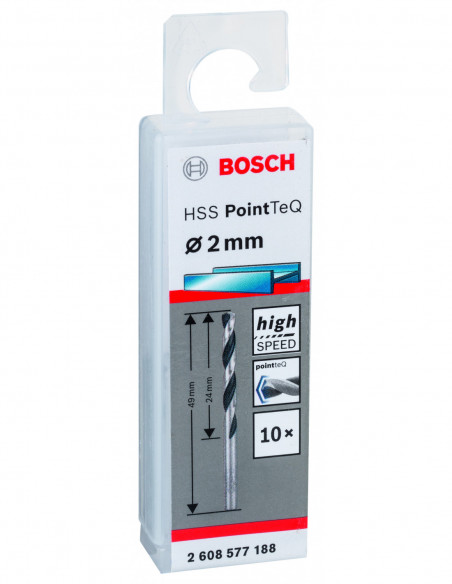 Broca helicoidal HSS PointTeQ con vástago cilíndrico para metal (Ø 2)