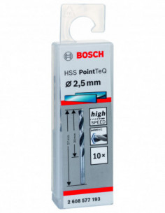 Comprar Broca helicoidal HSS PointTeQ con vástago cilíndrico para metal (Ø 2,50). Ref: 2608577193 2
