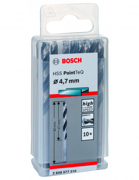 Broca helicoidal HSS PointTeQ con vástago cilíndrico para metal (Ø 4,70)