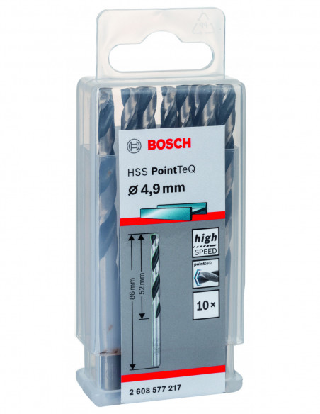 Broca helicoidal HSS PointTeQ con vástago cilíndrico para metal (Ø 4,90)