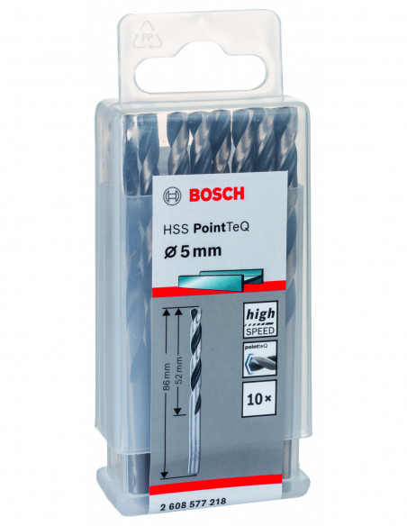 Broca helicoidal HSS PointTeQ con vástago cilíndrico para metal (Ø 5)