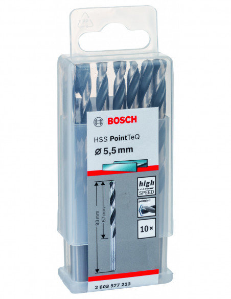 Broca helicoidal HSS PointTeQ con vástago cilíndrico para metal (Ø 5,50)