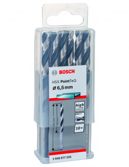 Broca helicoidal HSS PointTeQ con vástago cilíndrico para metal (Ø 6,50)