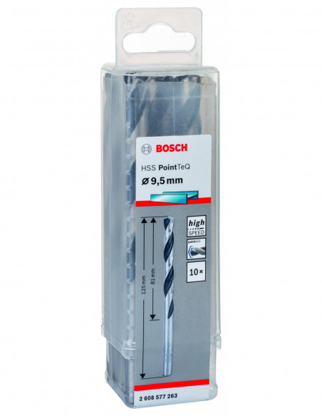 Broca helicoidal HSS PointTeQ con vástago cilíndrico para metal (Ø 9,50)