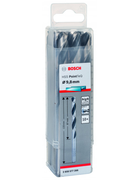 Broca helicoidal HSS PointTeQ con vástago cilíndrico para metal (Ø 9,80)