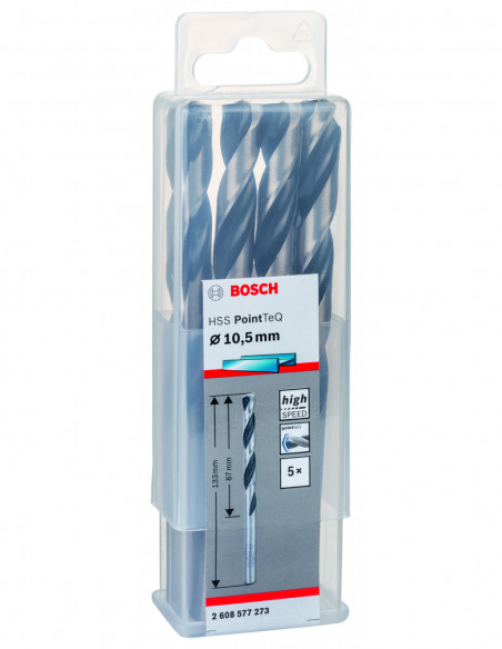Broca helicoidal HSS PointTeQ con vástago cilíndrico para metal (Ø 10,50)