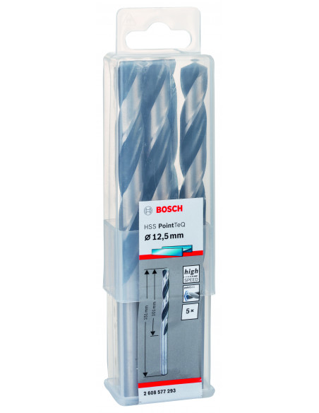 Broca helicoidal HSS PointTeQ con vástago cilíndrico para metal (Ø 12,50)