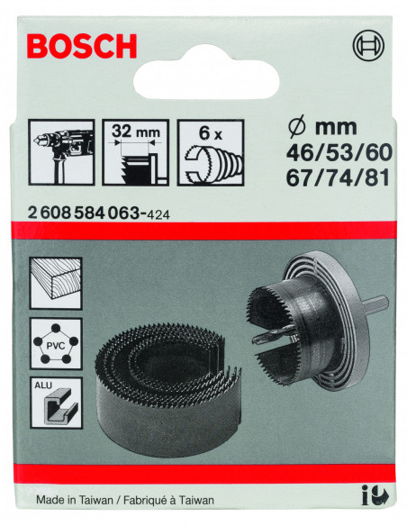 Set de Sierra de corona Para madera y plástico de 6 unidades