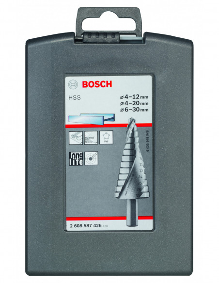 Set de brocas escalonada HSS con vástago de 3 planos para metal