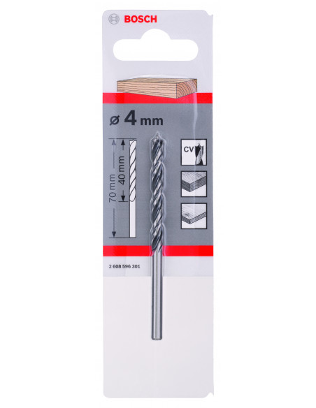 Broca en espiral para madera con vástago cilíndrico (Ø 4)