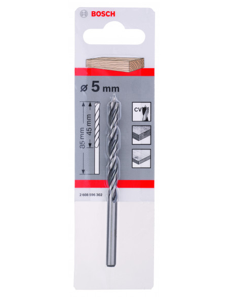 Broca en espiral para madera con vástago cilíndrico (Ø 5)