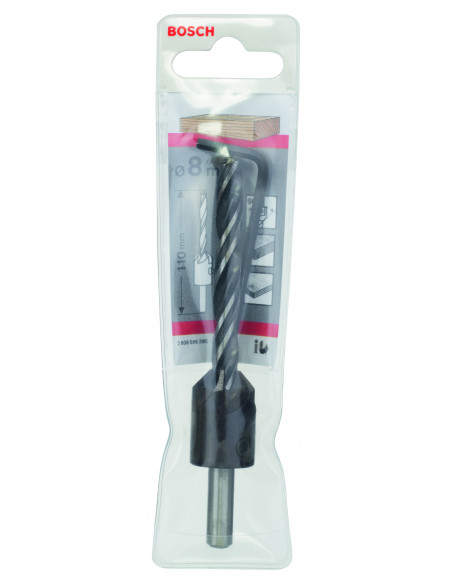 Broca en espiral para madera con avellanado y vástago de inserción hexagonal (Ø 8)