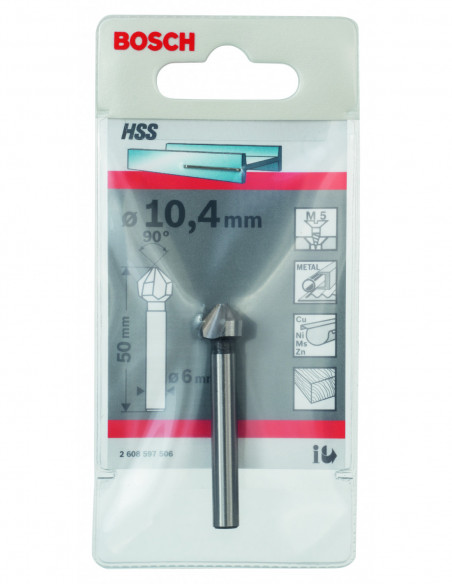 Broca avellanadora HSS para materiales duros con vástago cilíndrico (Ø 10,4)