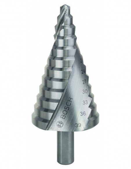 Comprar Broca escalonada HSS con vástago de 3 planos para metal. Ref: 2608597521