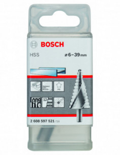 Comprar Broca escalonada HSS con vástago de 3 planos para metal. Ref: 2608597521 2