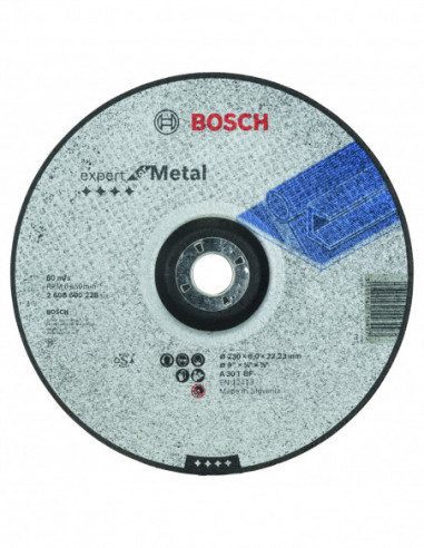 Comprar Disco de desbaste Expert for Metal cóncavos, orificio de 22,23 mm para amoladoras grandes (Ø 230). Ref: 2608600228