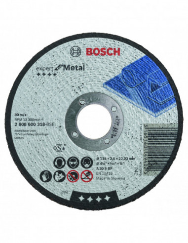 Comprar Disco de corte Expert for Metal recto, orificio de 22,23 mm para amoladoras pequeñas (Ø 115). Ref: 2608600318