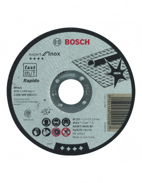 Comprar Disco de corte Expert for Inox Rapido recto, orificio de 22,23 mm para amoladoras pequeñas (Ø 115). Ref: 2608600545 Comprar Disco de corte Expert for Inox Rapido recto, orificio de 22,23 mm para amoladoras pequeñas (Ø 115). Ref: 2608600545