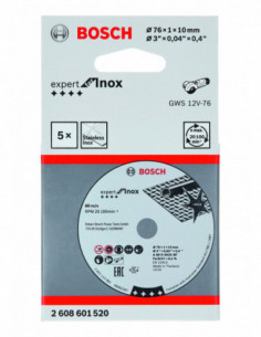 Comprar Disco de corte Expert for Inox recto, orificio de 10 mm para miniamoladoras (Ø 76). Ref: 2608601520 2