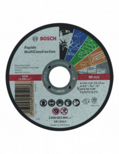 Comprar Disco de corte MultiConstruction Rapido recto, orificio de 22,23 mm para amoladoras pequeñas (Ø 115). Ref: 2608602384
