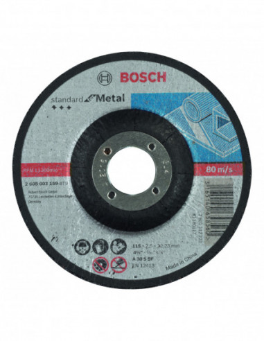 Comprar Disco de corte Standard for Metal cóncavos, orificio de 22,23 mm para amoladoras pequeñas (Ø 115). Ref: 2608603159