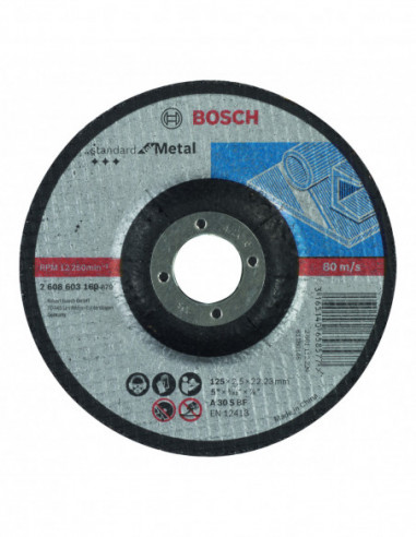Comprar Disco de corte Standard for Metal cóncavos, orificio de 22,23 mm para amoladoras pequeñas (Ø 125). Ref: 2608603160