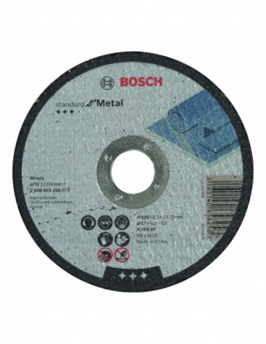 Comprar Disco de corte Standard for Metal recto, orificio de 22,23 mm para amoladoras pequeñas (Ø 125). Ref: 2608603166