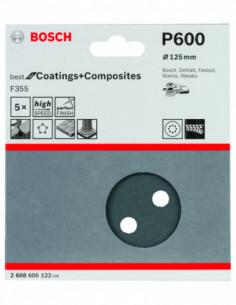 Comprar Papel de lija F355 Best for Coatings and Composites para lijadoras excéntricas. Ref: 2608605122 2