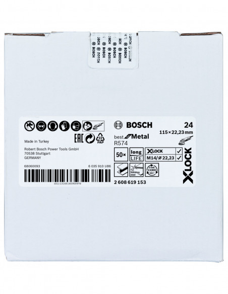 Disco de lija de fibra para metal "X-LOCK R574 Best for Metal" (Ø 115)