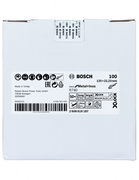 Disco de lija de fibra X-LOCK R780 Best for Metal and Inox (Ø 125)