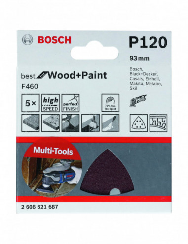 Comprar Papel de lija F460 Best for Wood and Paint para multiherramientas. Ref: 2608621688