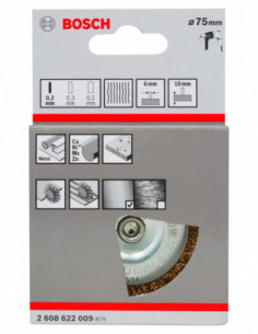 Comprar Rueda de alambre ondulado para taladros con recubrimiento de latón (Ø 75). Ref: 2608622009 2