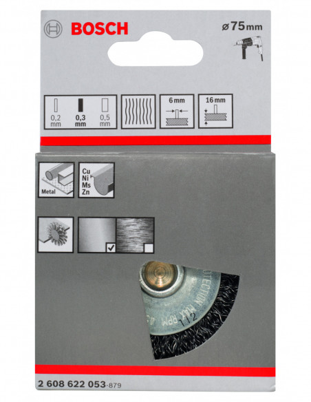 Rueda de alambre ondulado para taladros Clean for Metal (Ø 75)