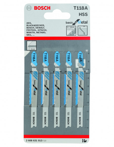 Hoja de sierra de calar T 118 A Basic for Metal
