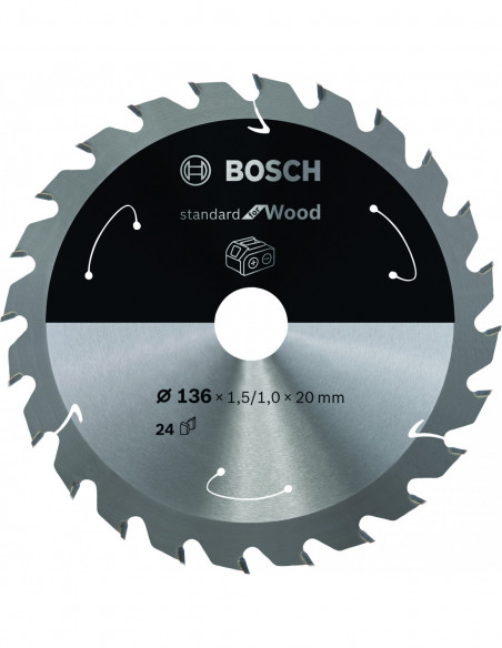 Comprar Disco de sierra circular Standard for Wood para sierras portátiles a batería. Ref: 2608837668