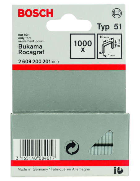 Grapas de alambre plano, tipo 51